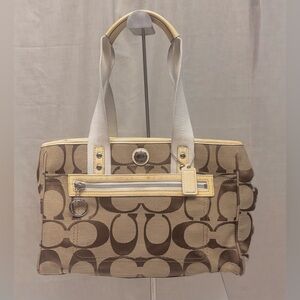 Coach Brown and Cream Signature Tote